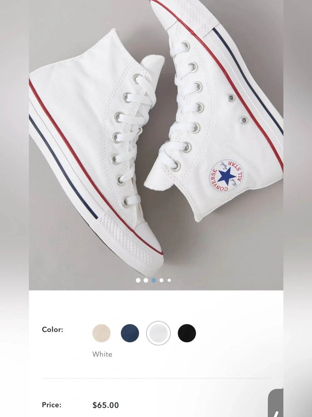 Converse chuck Taylor All Star White High-Top Sneakers with Red & Blue Stripe